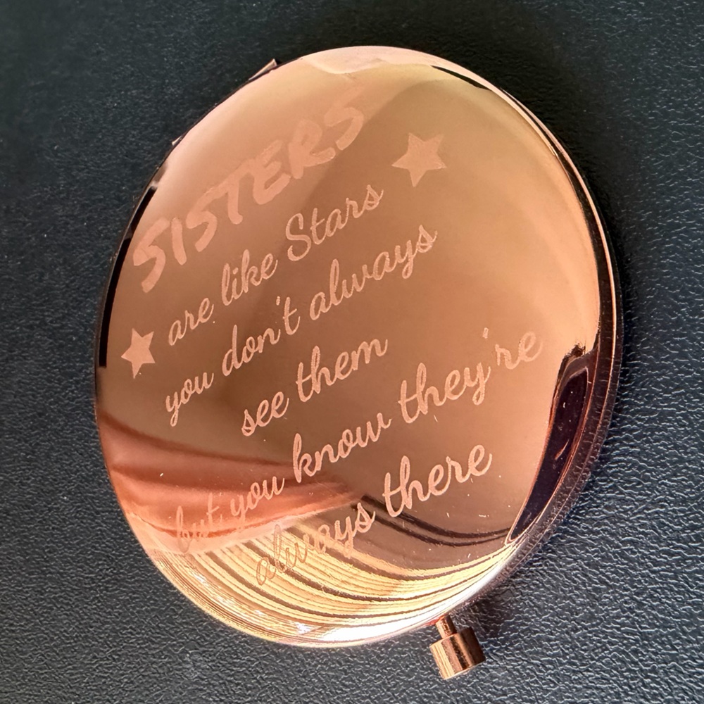 Gift For Sister, Rose Gold Compact Mirror Gift For Sister, New